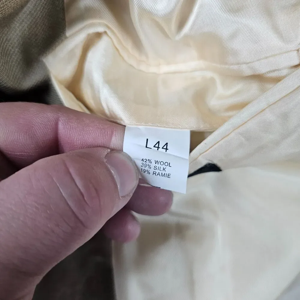 Jos A Bank Blazer Sport Coat Mens 44L Beige Wool Silk Blend Two Button Notch